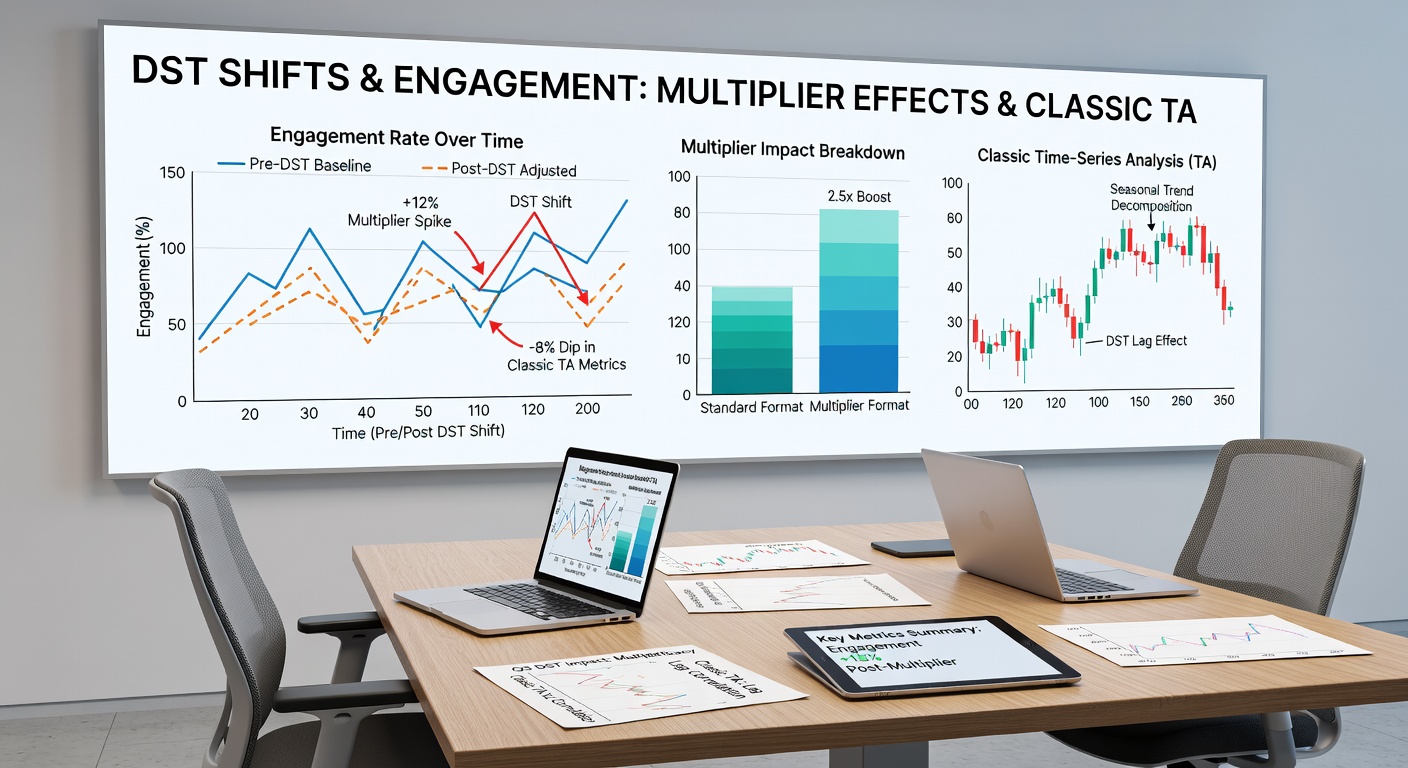 Infographic comparing session duration changes for multiplier games versus classic tables around daylight saving dates