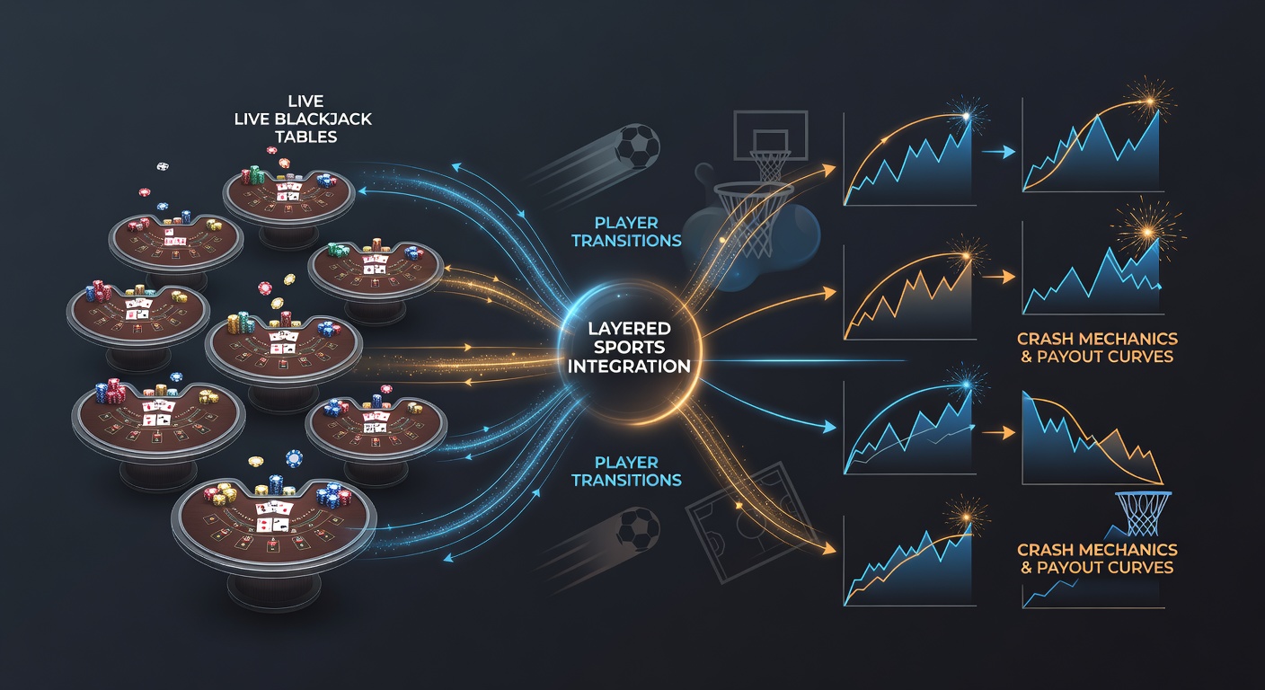 Detailed view of player journey map illustrating transitions from blackjack to crash games via integrated sports promotions on mobile devices
